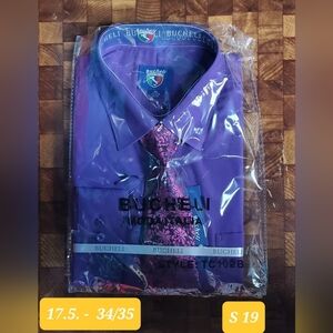 Dress Shirt With Tie - Size: 17.5 - 34/35 - Color: Purple - RRR DShirt - S19